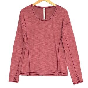 Lululemon Sweat Embrace Long Sleeve Top Size 8 Heathered Misty Merlot